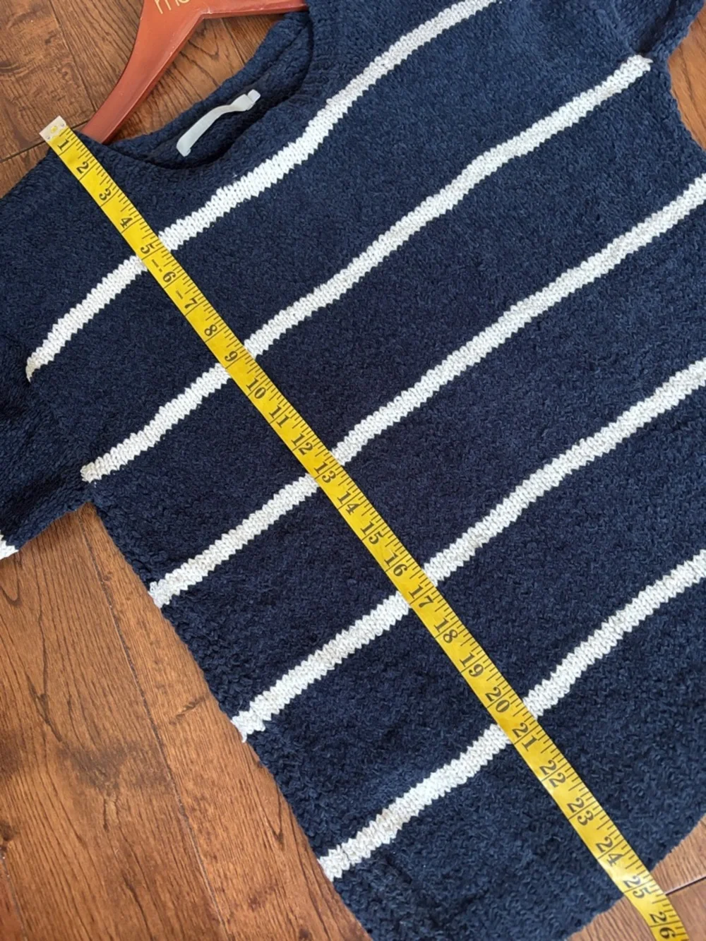One Grey Day Navy blue white stripe cotton sweater size XS nautical casual warm